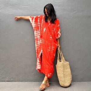 STYLE PARK LUNA KAFTAN DRESS - BNWT - ONE SIZE - HAND DYED in BALI